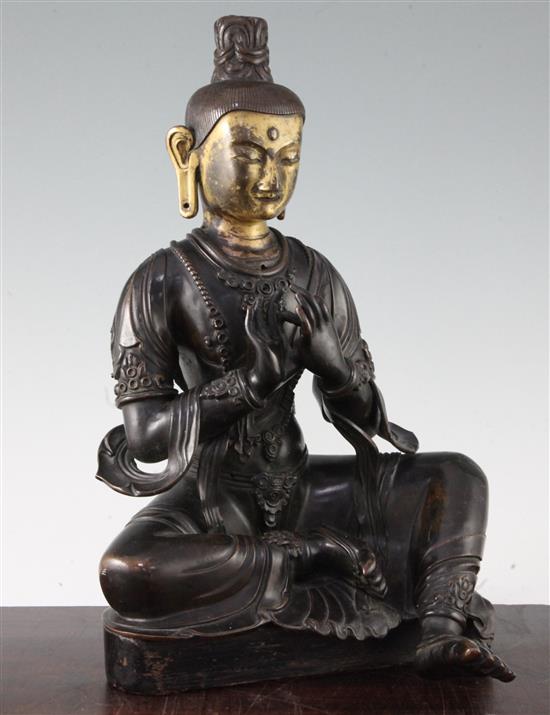 A large Nepalese copper figure of a Bodhisattva, 19th century, 34.5cm